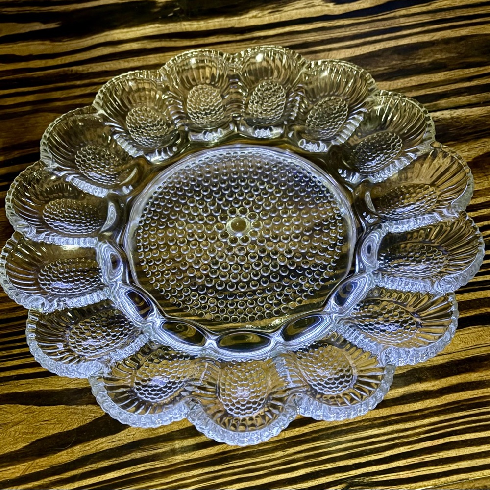 Vintage 1940’s Clear Crystal Glass Serving Platter
